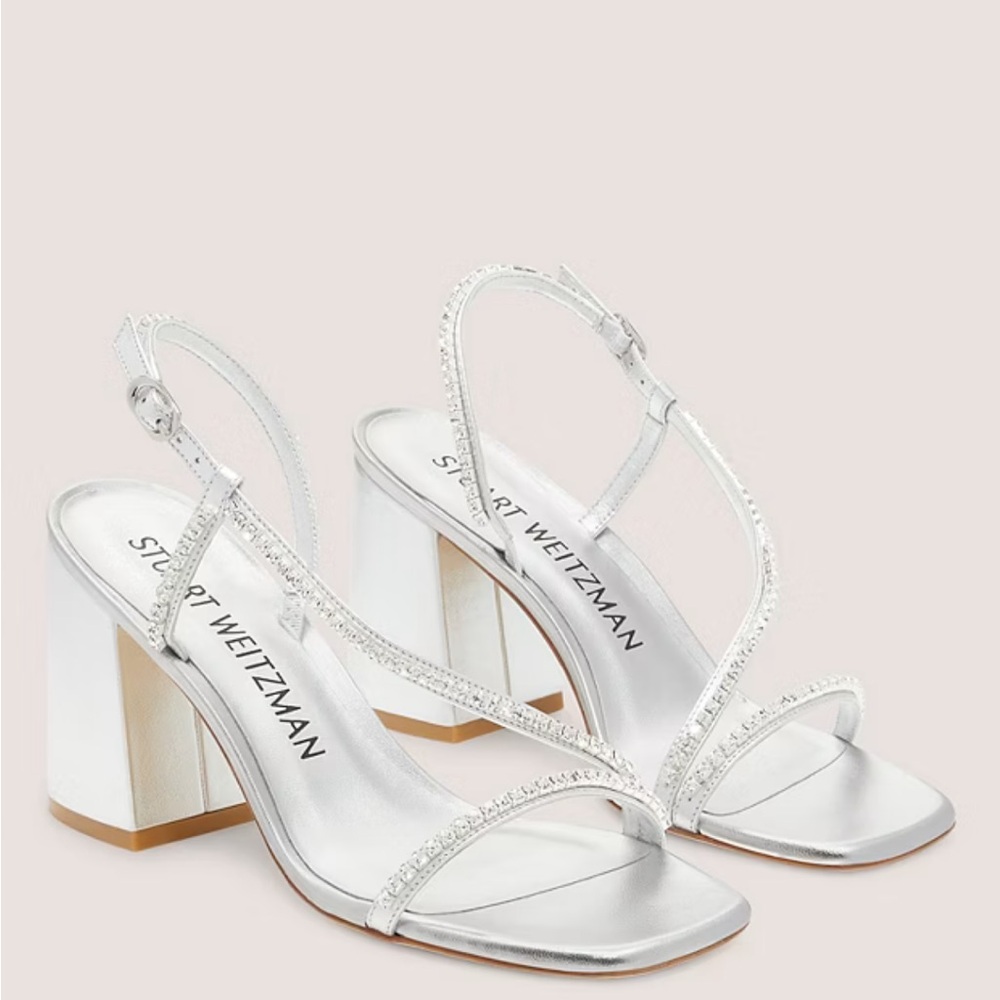 Stuart Weitzman Soiree Crystal Block Sandals size us 10,5